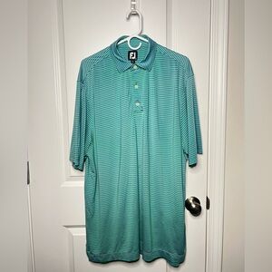 FootJoy‎ Men's Short Sleeve Polo Golf Shirt Large Green & White Striped